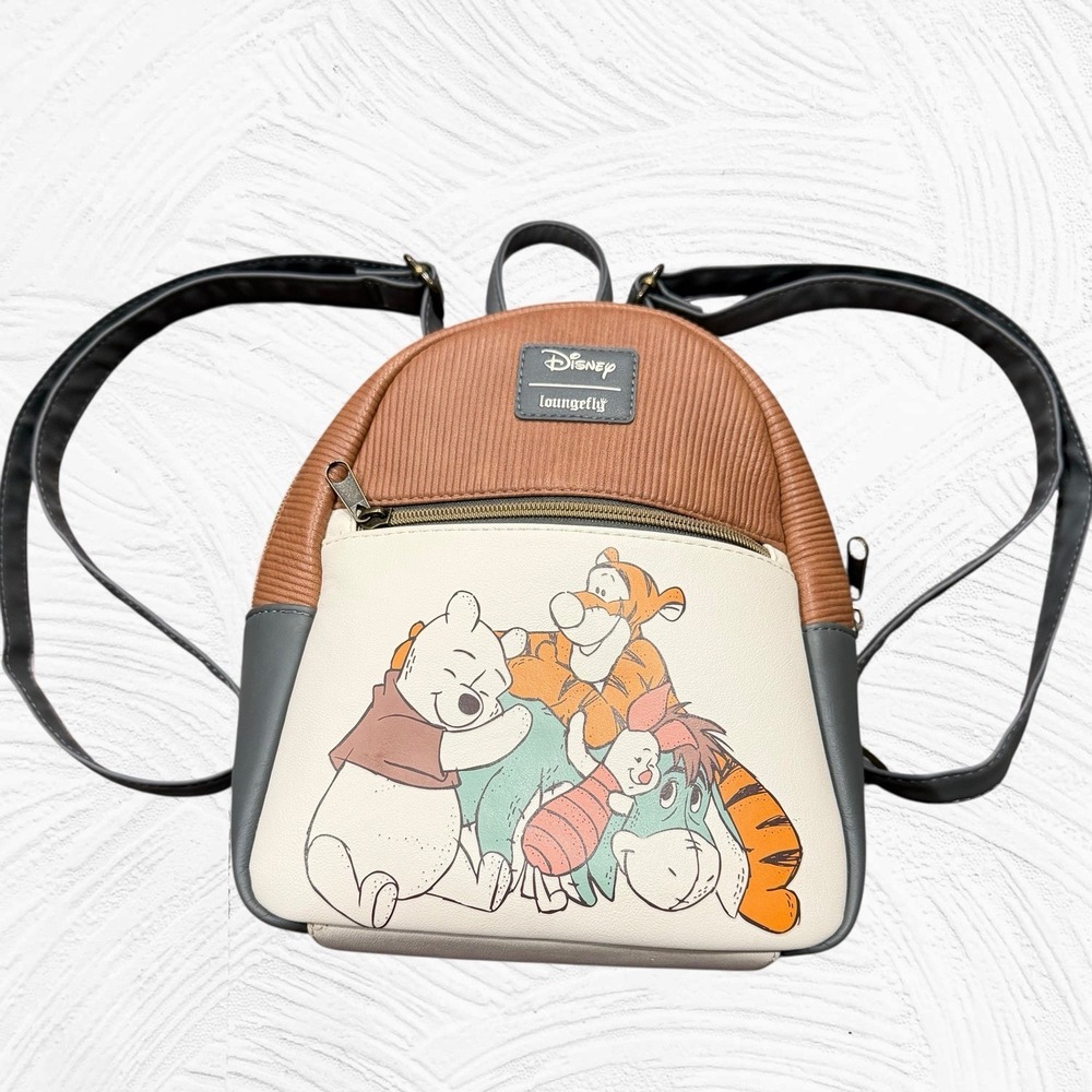 Loungefly Disney Winnie t/Pooh Tigger Piglet Eeyore GroupHug Mini Backpack *flaw